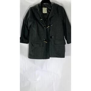 MOTHERWAYS Girls' Gray Ribbed Shark Tooth Closure Hooded Coat SZ 130(US-M8-10)